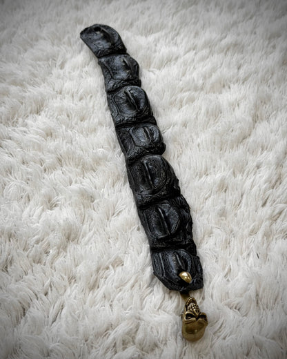 Raw Crocodile Skull Leather Bracelet