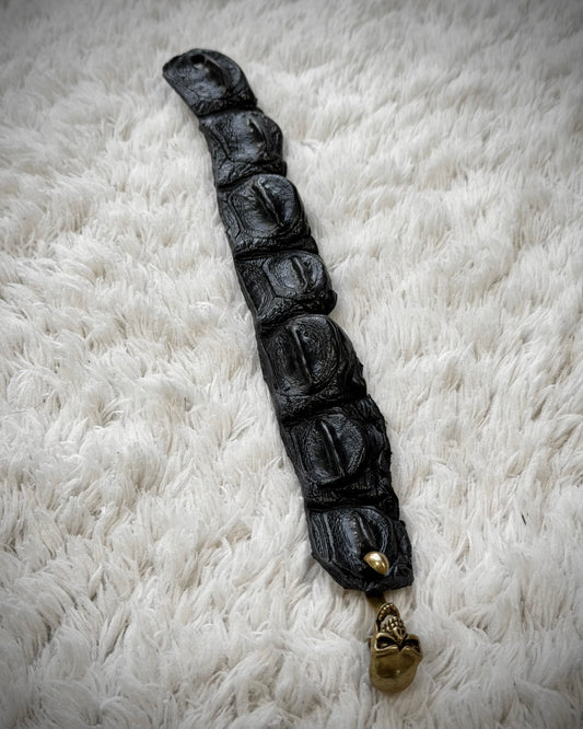 Raw Crocodile Skull Leather Bracelet