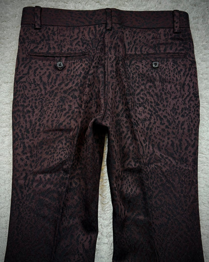 Tornado Mart Leopard Pattern Jacquard Pleated Flared Pants