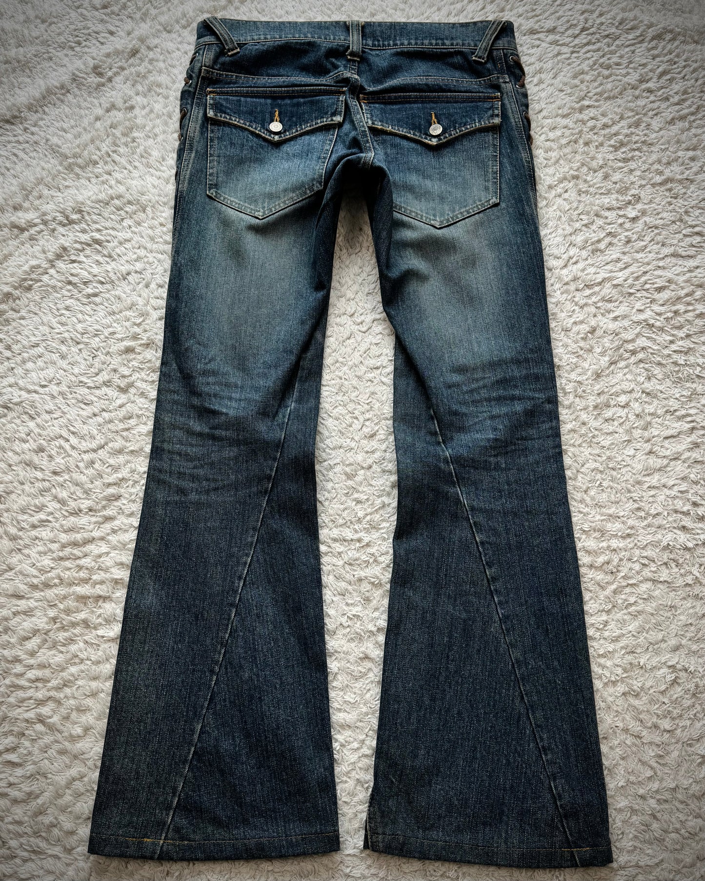 Tornado Mart Spiral Lace Up Flared Jeans