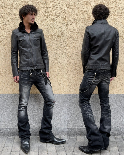 Fuga Whisker Washed Luster Flared Jeans