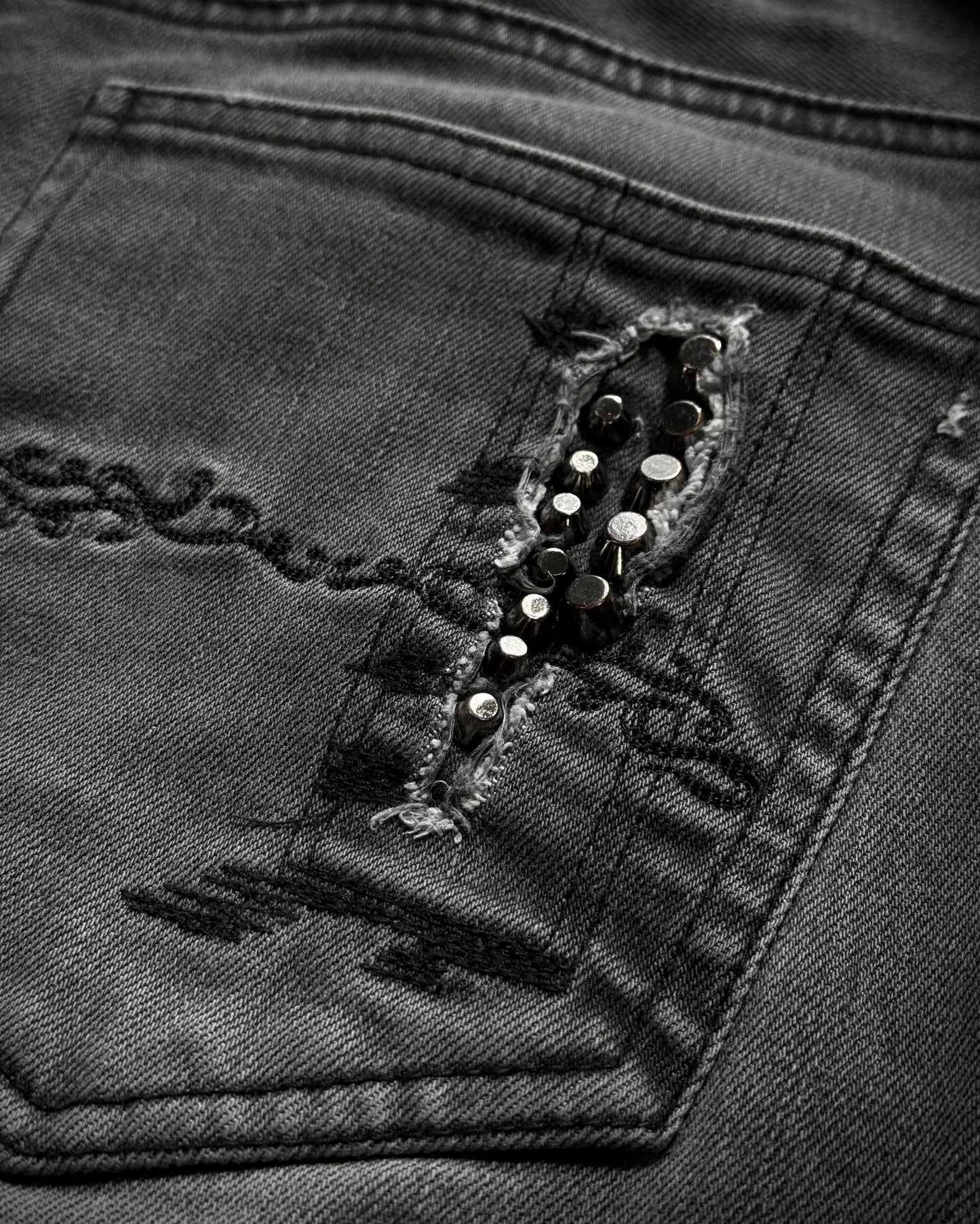 Midas Lace Up Studded Distressing Flared Jeans