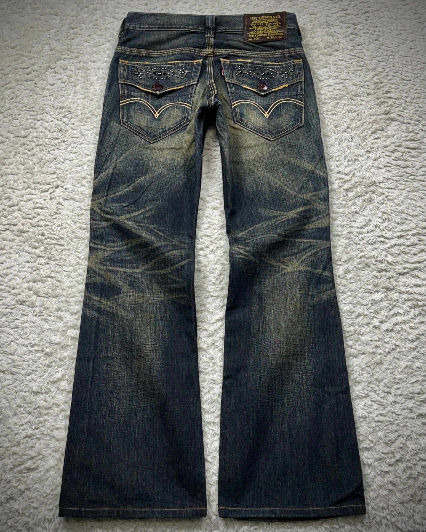 Levi’s 507 Mud Whisker Washed Studded Bootcut Jeans
