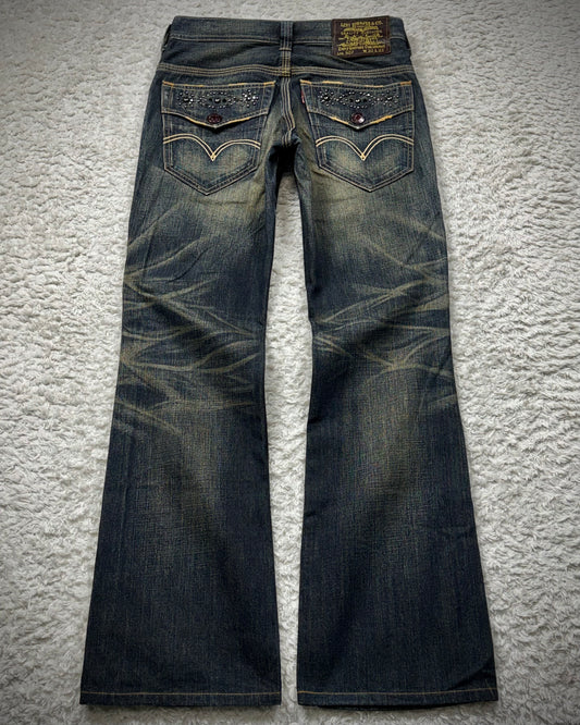 Levi’s 507 Mud Whisker Washed Studded Bootcut Jeans