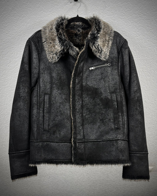 Semantic Design Fur Interior Luster Textured Jacket