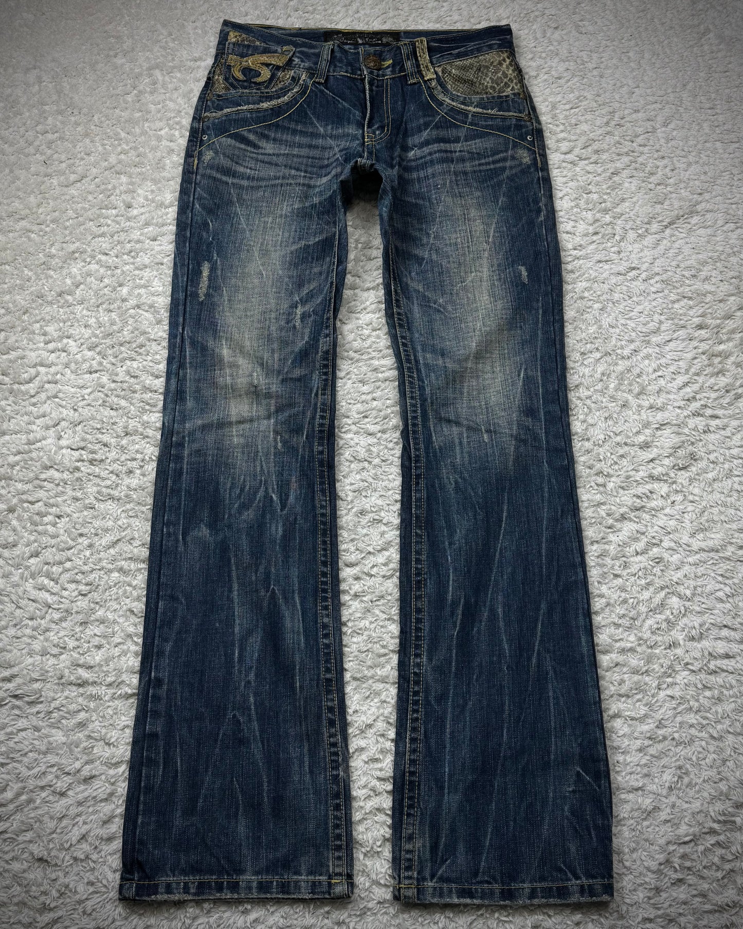 Red Pepper Python Detailed Bootcut Jeans