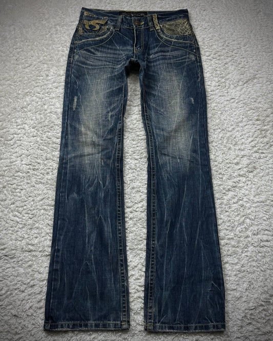 Red Pepper Python Detailed Bootcut Jeans