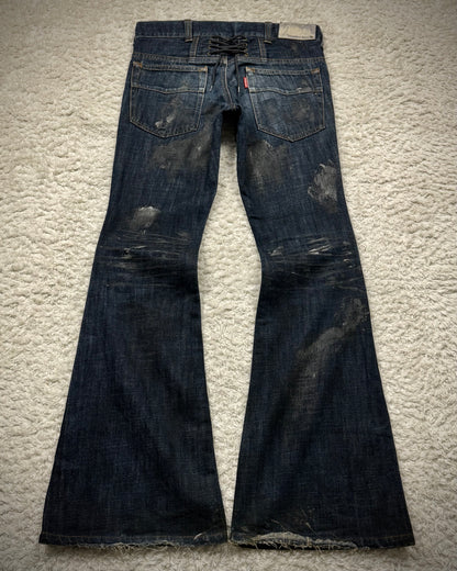 Tornado Mart Indigo Whisker Coated Flared Jeans