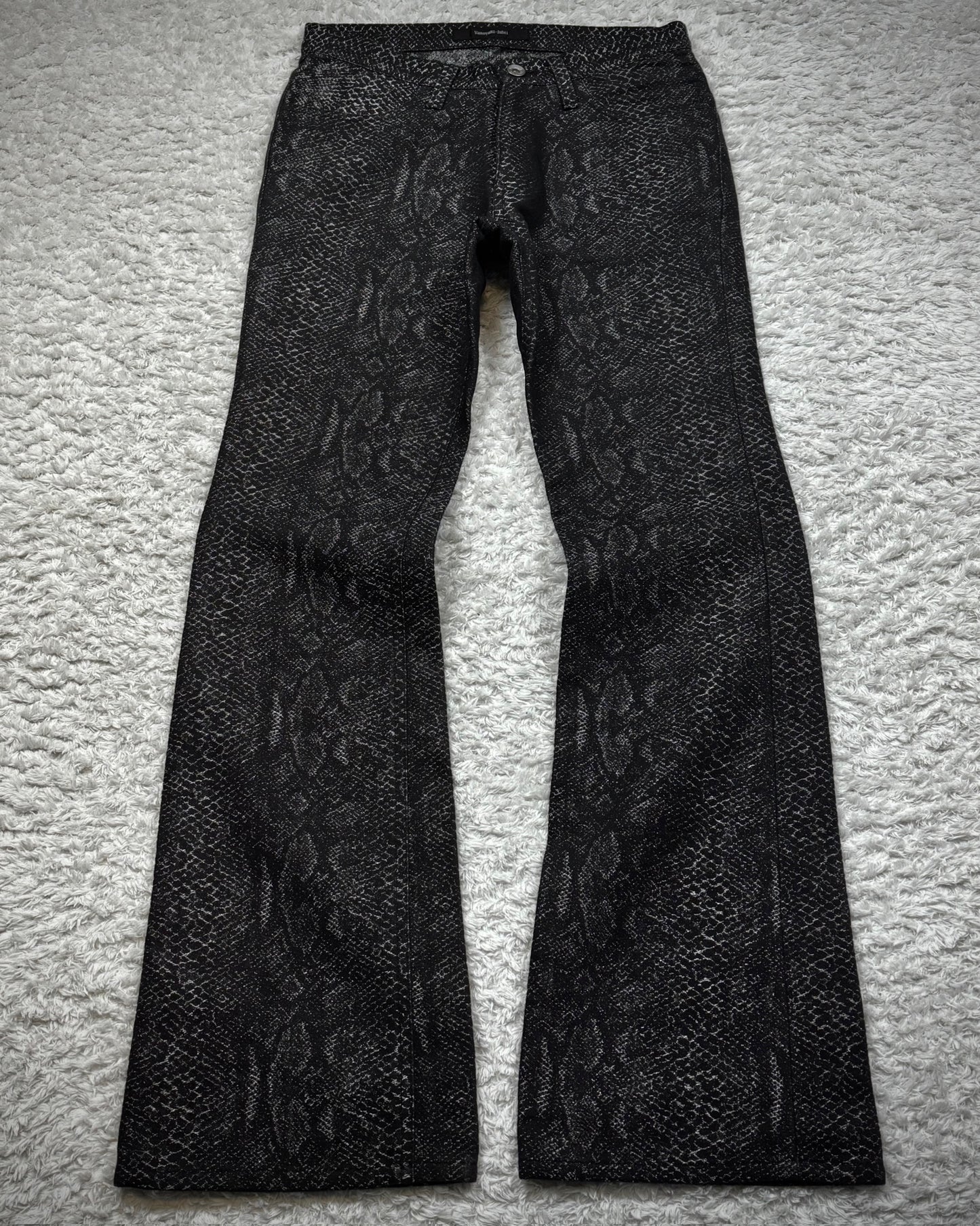 Yasuyuki Ishii Silver Python Jacquard Flared Pants