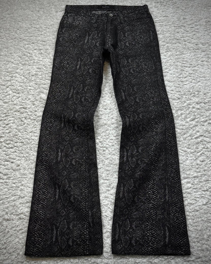 Yasuyuki Ishii Silver Python Jacquard Flared Pants