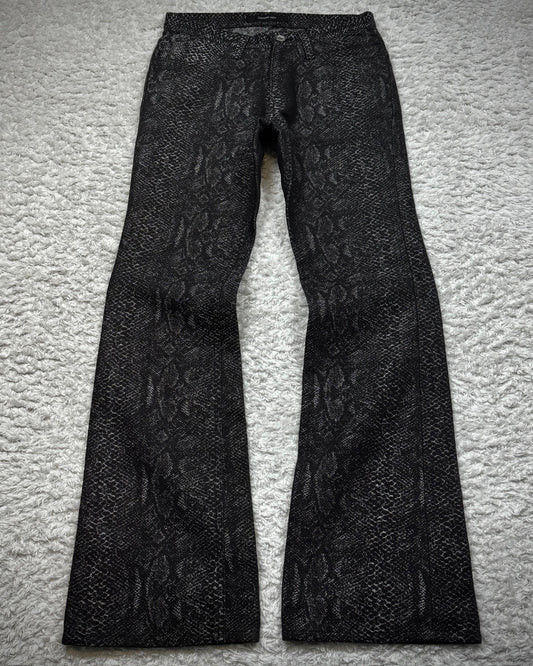 Yasuyuki Ishii Silver Python Jacquard Flared Pants