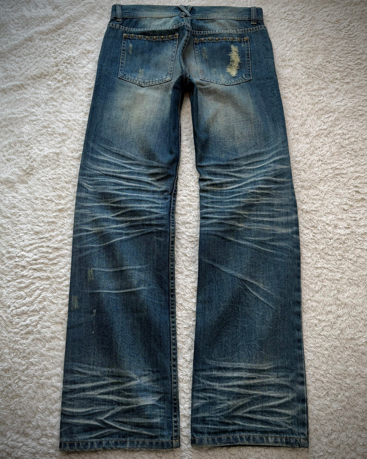 Xfrm Whiskered Royal Repaired Distressing Denim