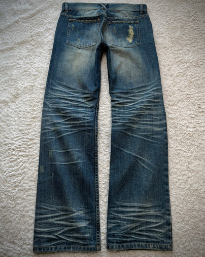 Xfrm Whiskered Royal Repaired Distressing Denim
