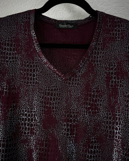 Tornado Mart Bordeaux Silver Snakeskin Pattern T-Shirt