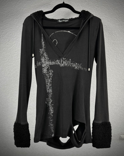 Heaven & Earth Pierced Distressing Skull Hoodie