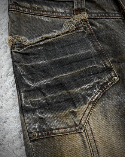 Morgan Homme Fringed Mud Washed Flared Jeans
