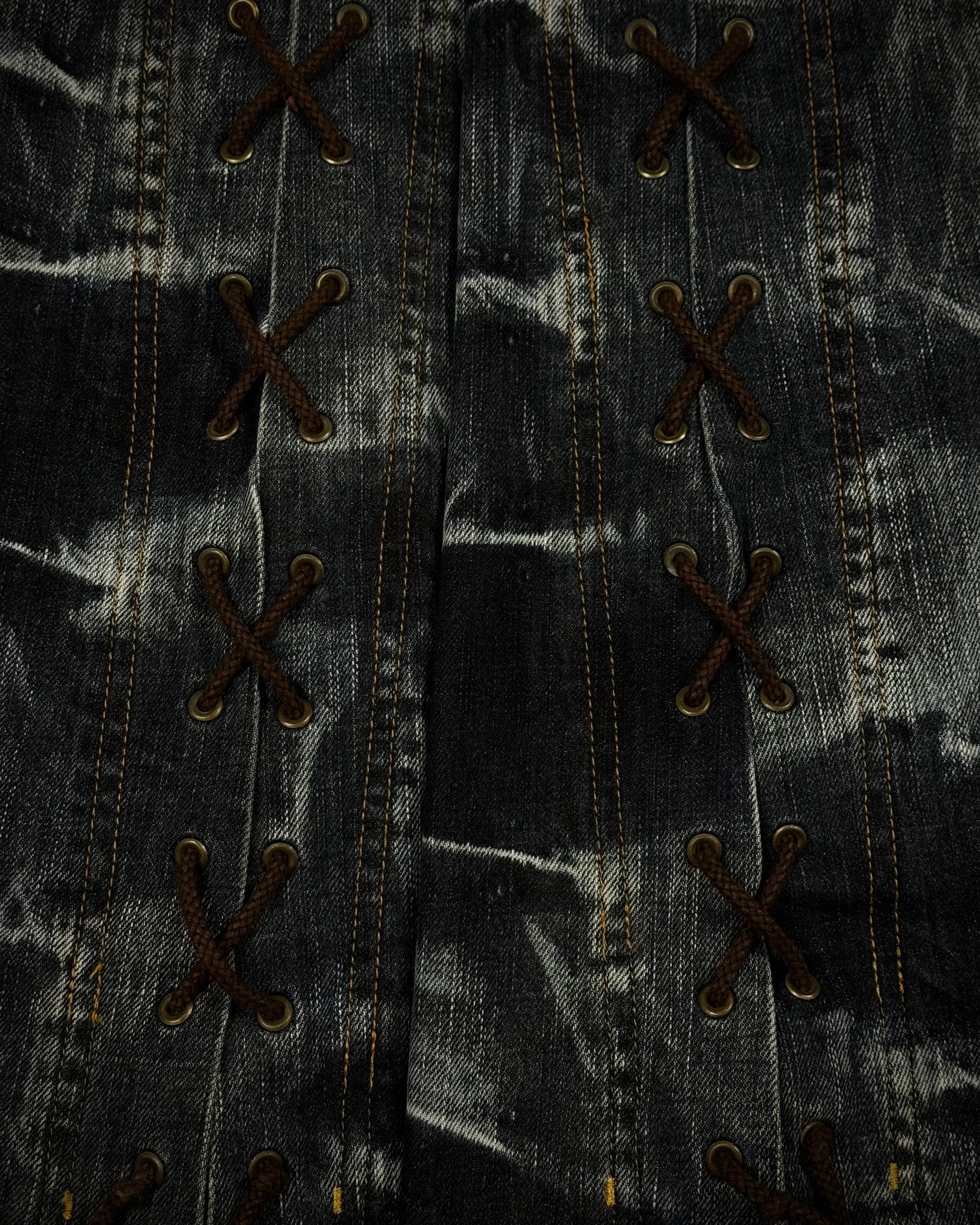 Tornado Mart Whisker Washed Lace Up Flared Jeans