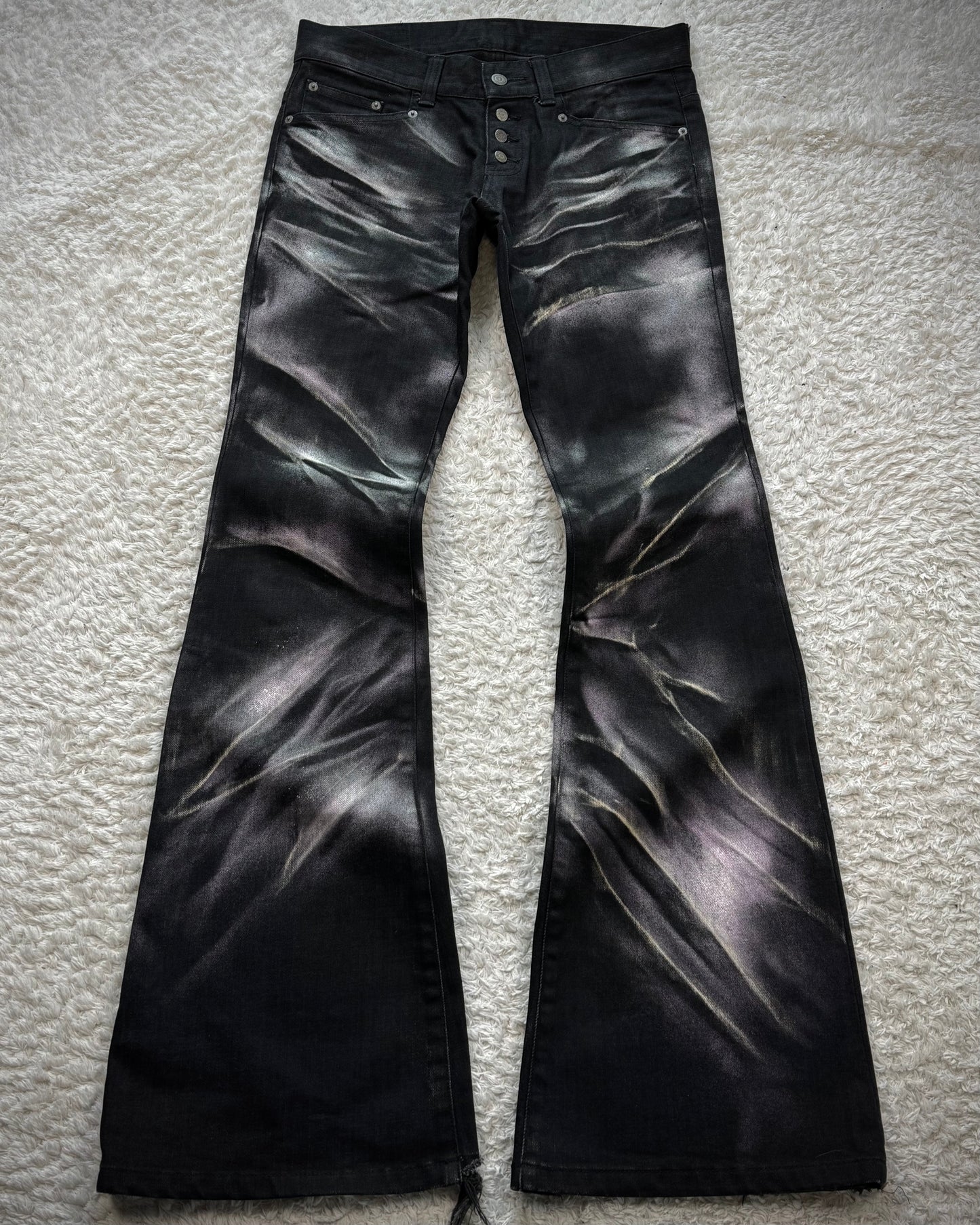 Tornado Mart Chrome Clawmarks Washed Flared Jeans