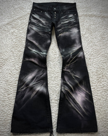 Tornado Mart Chrome Clawmarks Washed Flared Jeans