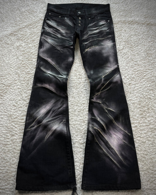 Tornado Mart Chrome Clawmarks Washed Flared Jeans