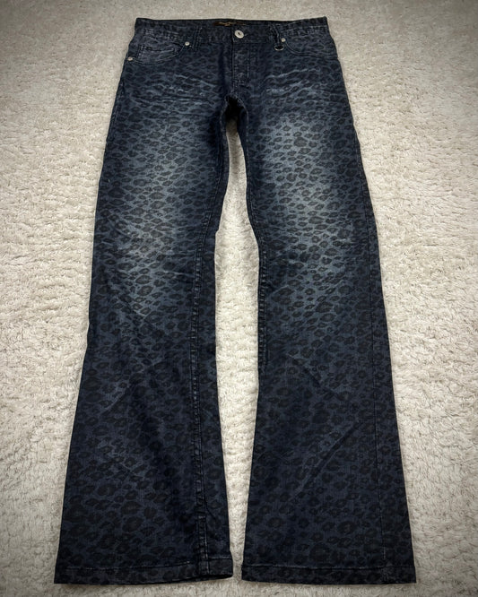 Luxury Gender Leopard Pattern Bootcut Jeans