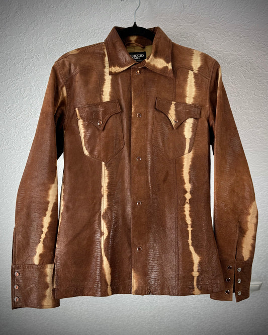 Tornado Mart Lizard Waxed Western Leather Shirt