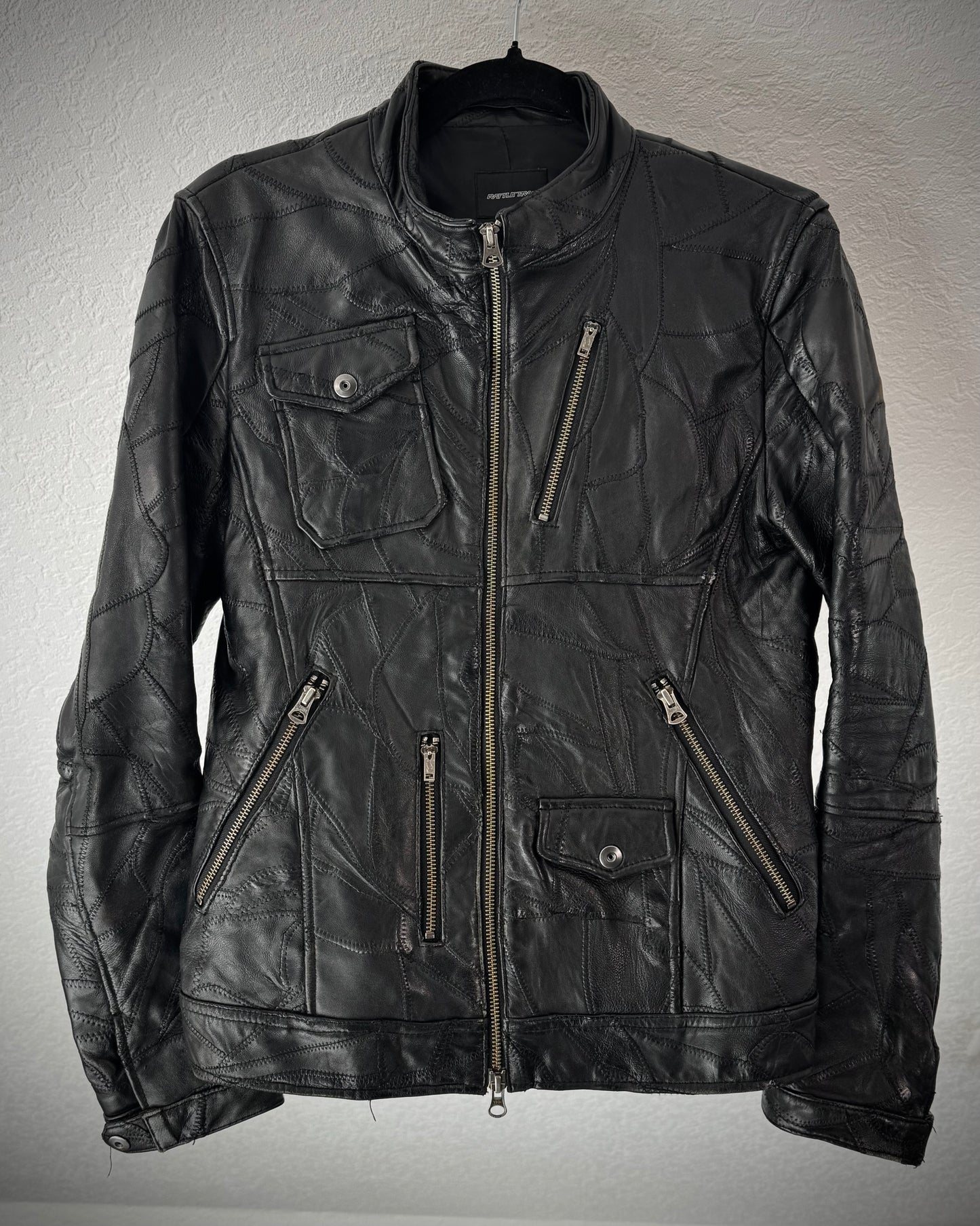 Rattle Trap Scar Stitched Leather Patchwork Jacket