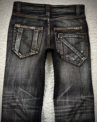 Semantic Design Python Detailed Luster Clawmarks Coated Bootcut Jeans