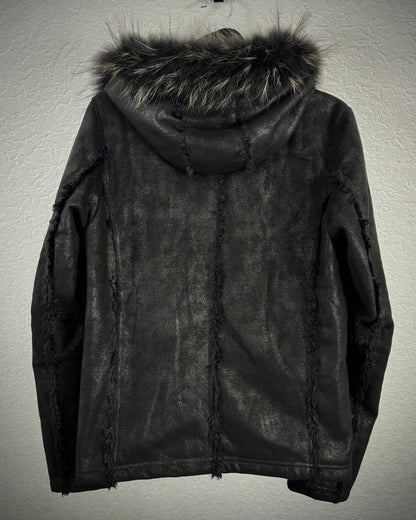 Fuga Fur Hood Fringed Luster Jacket