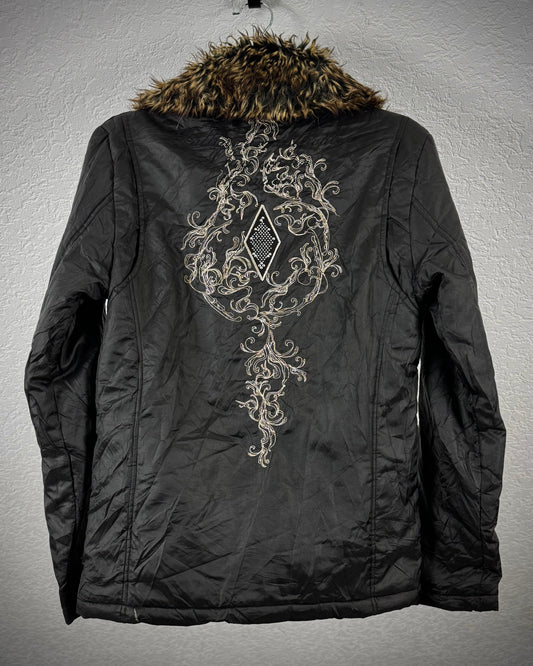Midas Fur Layered Embroidered Jacket