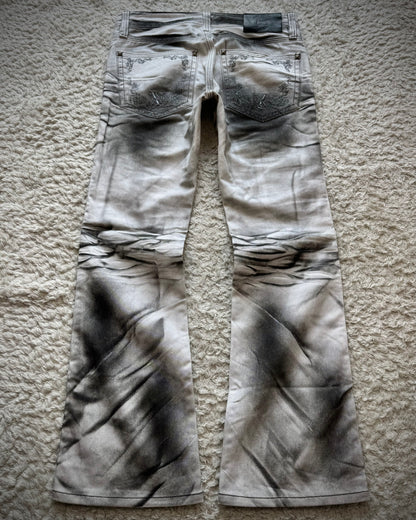 Xfrm Metallic Clawmarks Coated Flared Jeans