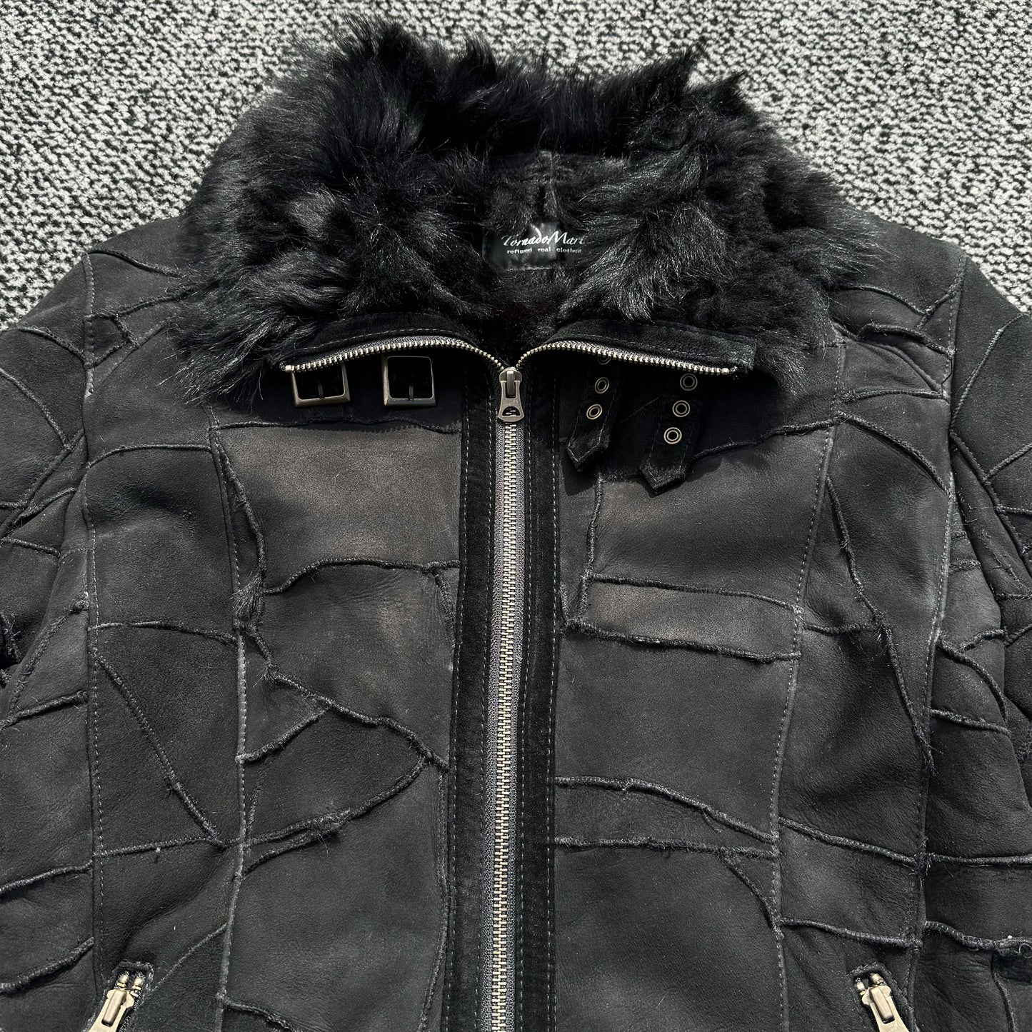 Tornado Mart Leather Patchwork & Fur Jacket