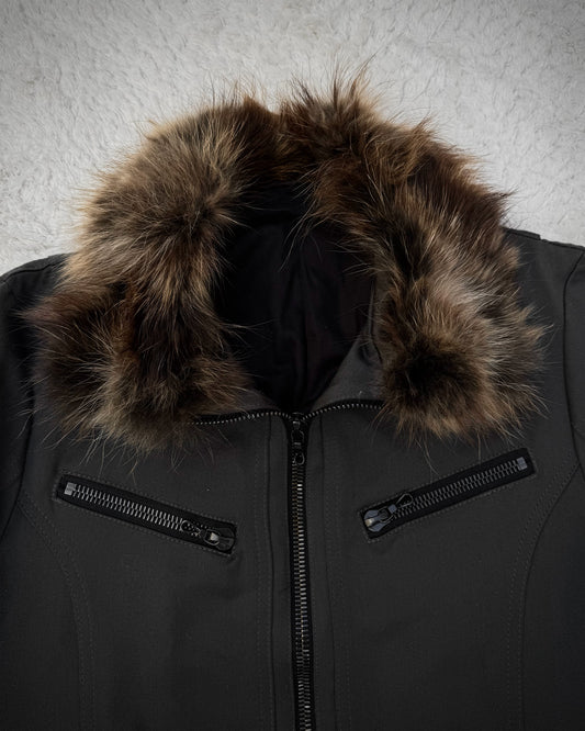 Shellac Zippered Raccoon Fur Collar Jacket