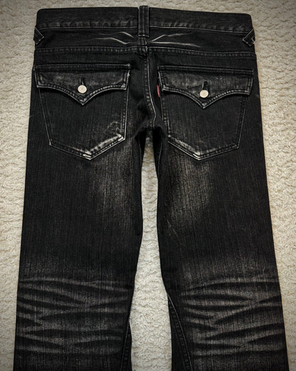 Tornado Mart Clawmarks Washed Spiral Flared Jeans