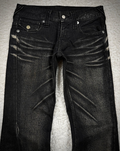 Tornado Mart Clawmark Washed Spiral Flared Jeans