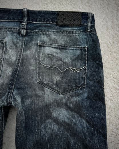 Fuga Claw Marks Washed Snakeskin Flared Jeans