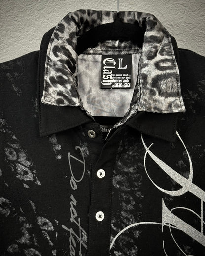 Leopard Poem Luster Double Layered Polo Shirt