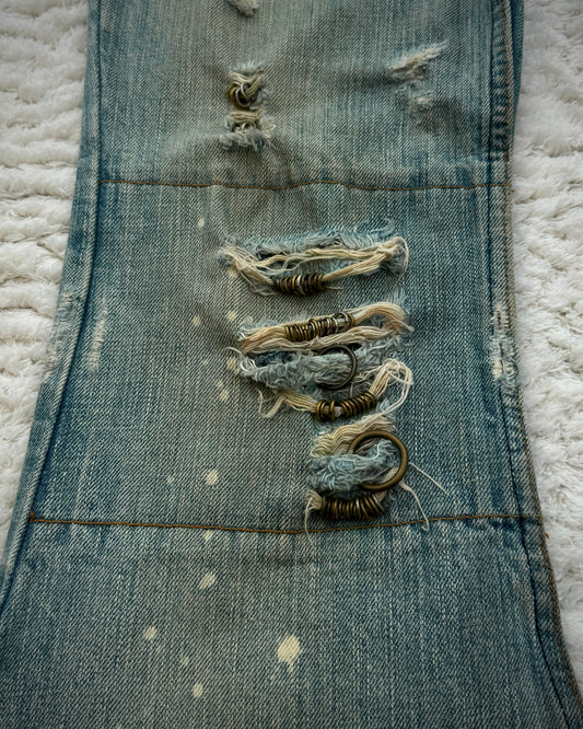 IfSixWasNine Mud Max Pierced Bell Bottom Flared Jeans