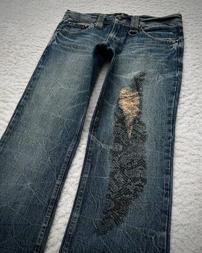 Midas Snakeskin Printed Bootcut Jeans