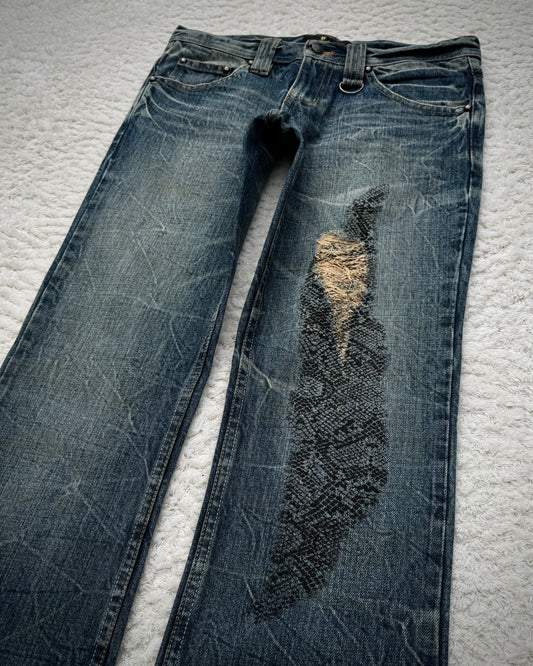 Midas Snakeskin Printed Bootcut Jeans