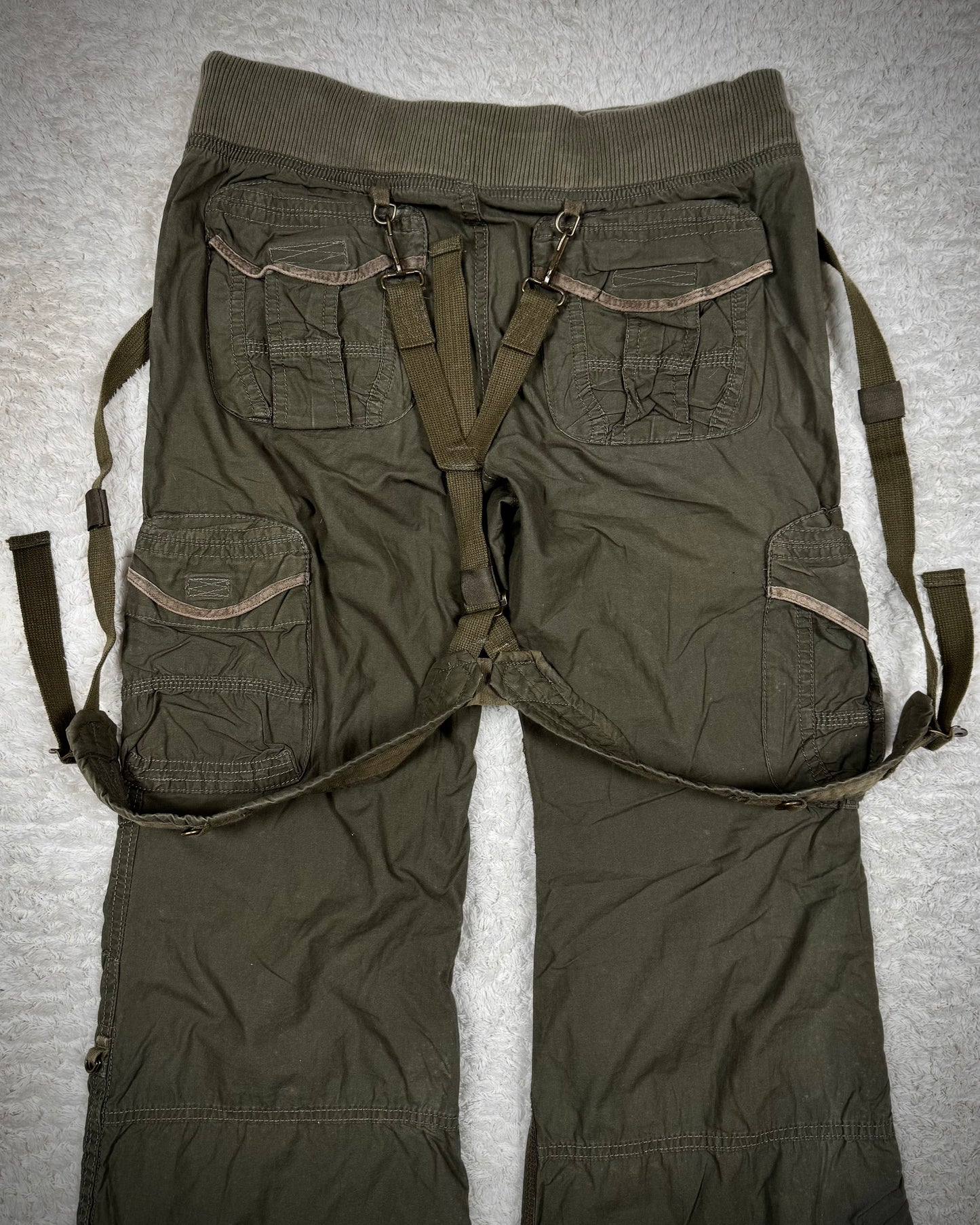 G.O.A Military Flared Suspender Cargo Pants