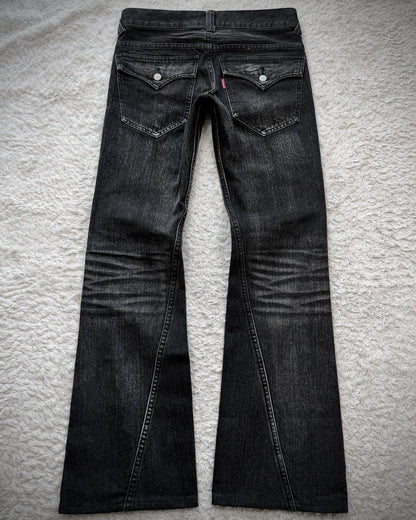 Tornado Mart Clawmarks Flap Pocket Spiral Flared Jeans