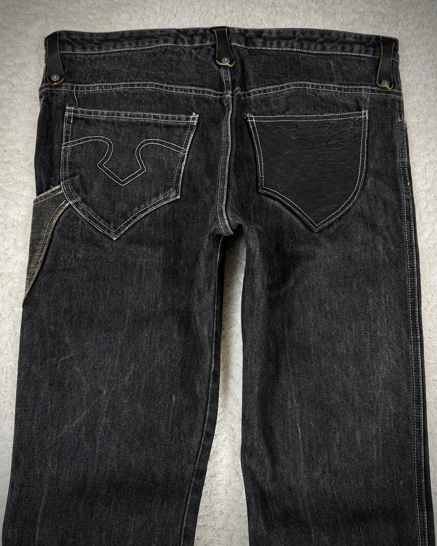 Obelisk Crocodile Pocket Flared Jeans