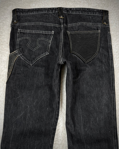 Obelisk Crocodile Pocket Flared Jeans