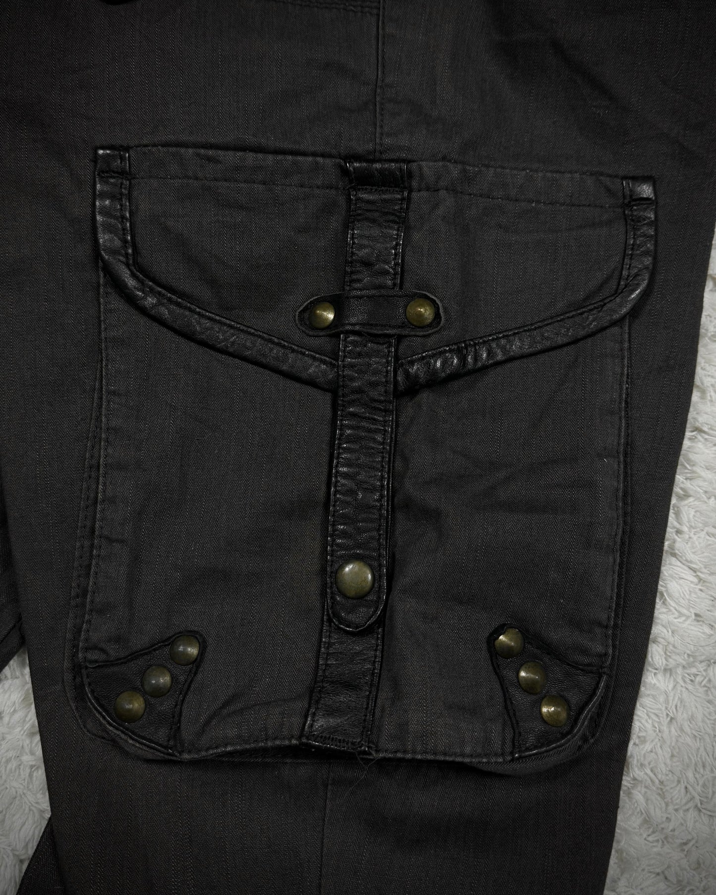 Semantic Design Studded Leather Detailed Flared Cargo Pants