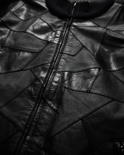 5351 Pour Les Hommes Scar Stitched Cowhide Leather Patchwork Jacket