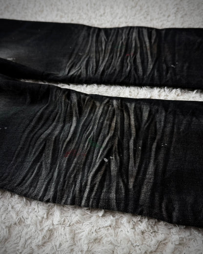 CavariA Leopard Repaired Clawmarks Flared Jeans