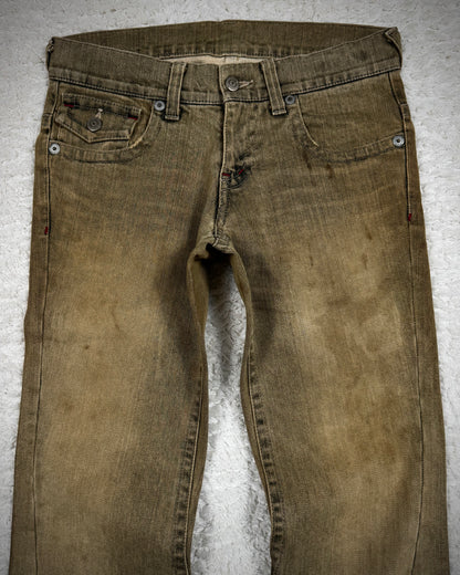 Tornado Mart Mud Washed Western Spiral Flared Jeans