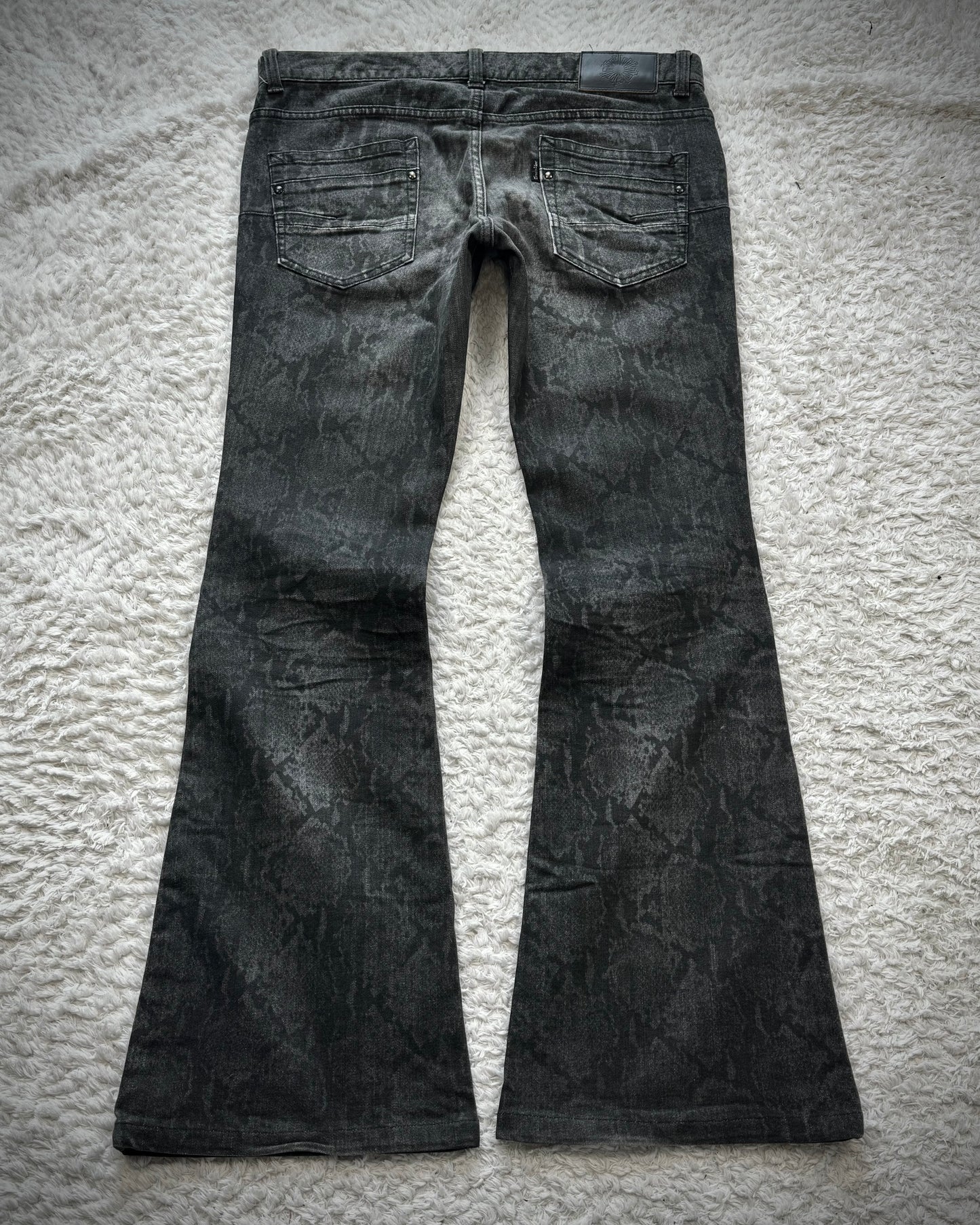 Tornado Mart Python Pattern Flared Jeans