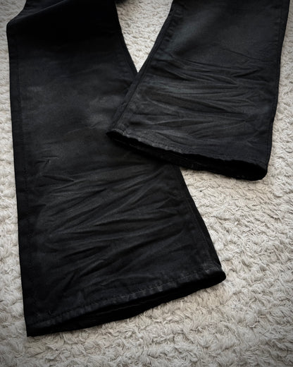 CavariA Studded Whisker Washed Flared Jeans